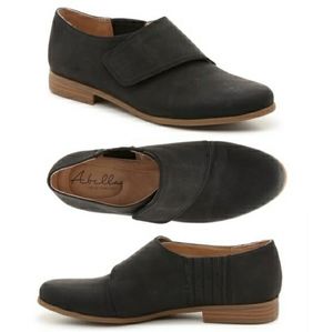 Abella Mollie black suede shoes.
